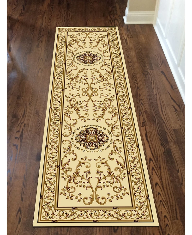Closeout! Km Home 1419/1314/Ivory Navelli Ivory 2'2" x 8' Runner Rug