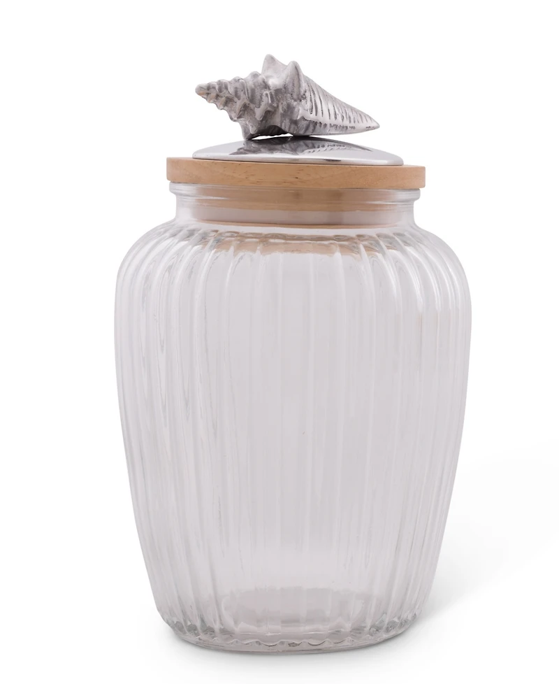 Arthur Court Canister Glass for Kitchen with Rubber Airtight Seal for Food Storage Shell Ocean Knob