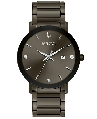 Bulova Men's Millennia Diamond-Accent Gray Stainless Steel Bracelet Watch 42mm
