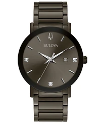 Bulova Men's Millennia Diamond-Accent Gray Stainless Steel Bracelet Watch 42mm