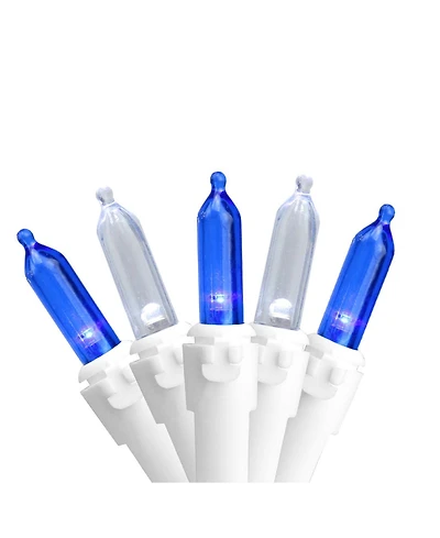 Northlight Set of 50 Blue Pure White Led Mini Christmas Lights 4" Spacing - White Wire