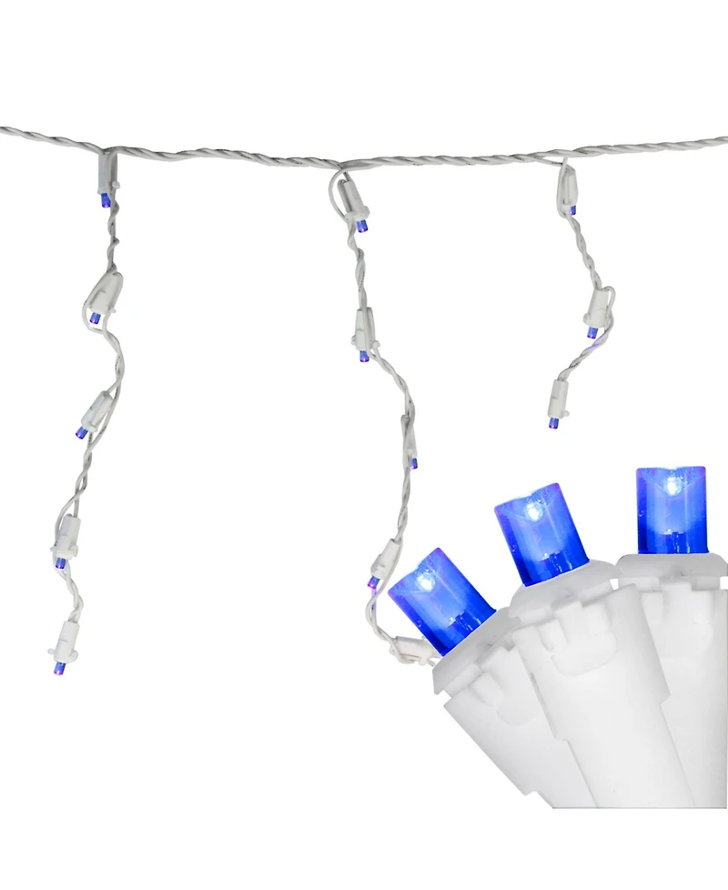 Northlight Set of 100 Blue Led Wide Angle Icicle Christmas Lights - White Wire
