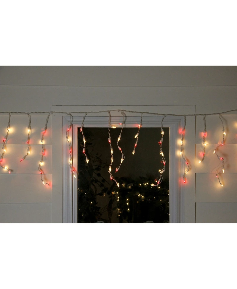 Northlight Set of 150 Red Clear Mini Icicle Christmas Lights 3" Spacing - White Wire
