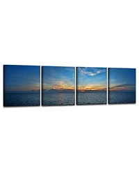 Ready2HangArt Bahamas Sunset 4 Piece Wrapped Canvas Coastal Wall Art Set, 20" x 64"