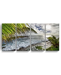 Ready2HangArt Palms View 4 Piece Wrapped Canvas Coastal Wall Art Set, 24" x 48"