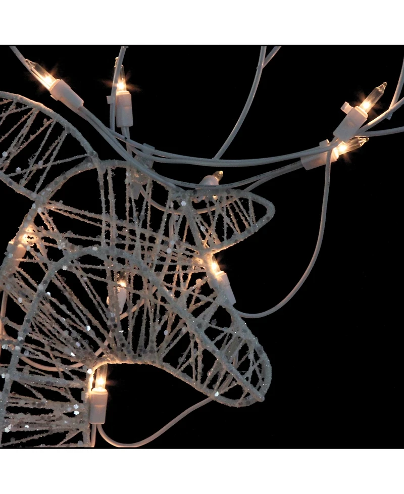 Northlight Set of 3 White Glittered Doe Fawn and Reindeer Lighted Christmas Outdoor Decoration