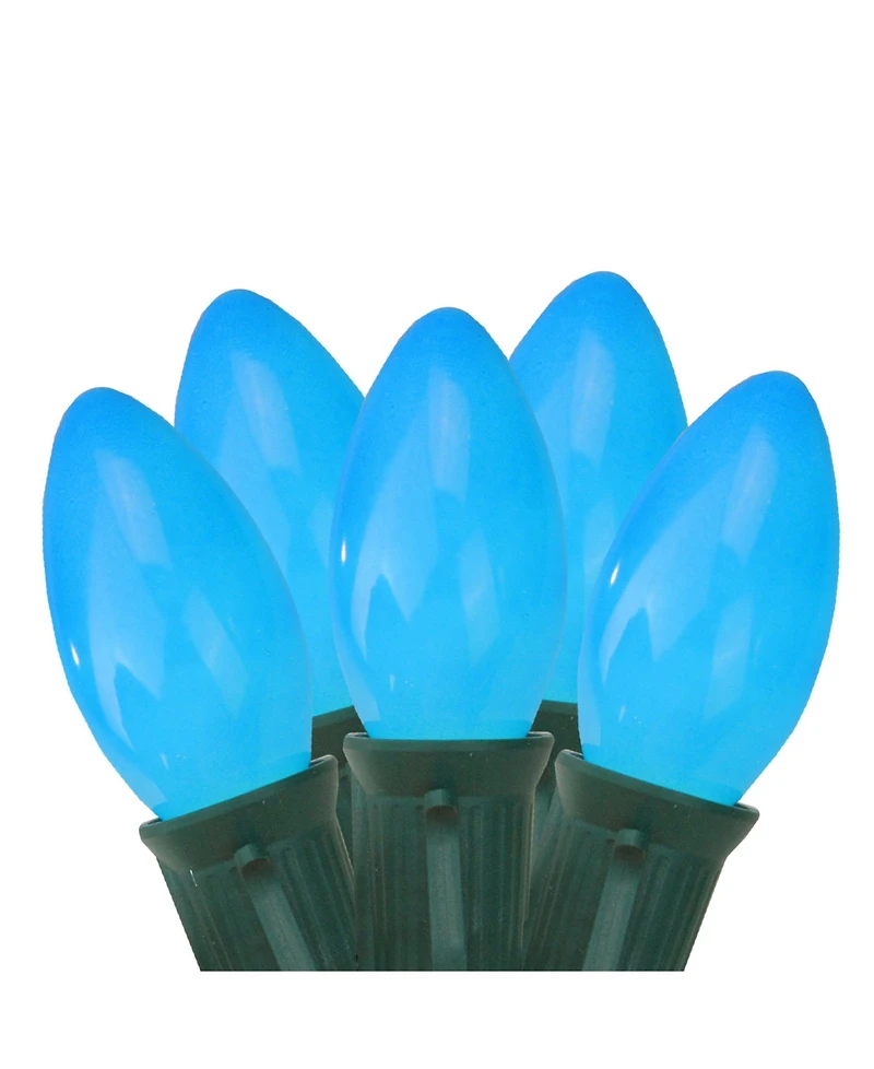 Northlight Set of 25 Opaque Blue C9 Christmas Lights 12" Bulb Spacing 20 Awg - Green Wire