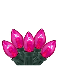 Northlight Set of 25 Transparent Pink C7 Christmas Lights 12" Spacing - Green Wire