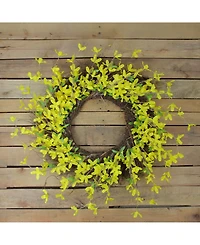 Northlight Forsythia and Grapevine Spring Wreath Yellow 24-Inch