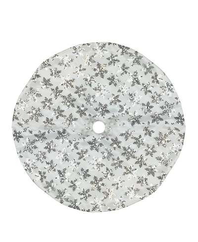 Northlight 20" White and Silver Sequin Snowflake Pattern Mini Christmas Tree Skirt