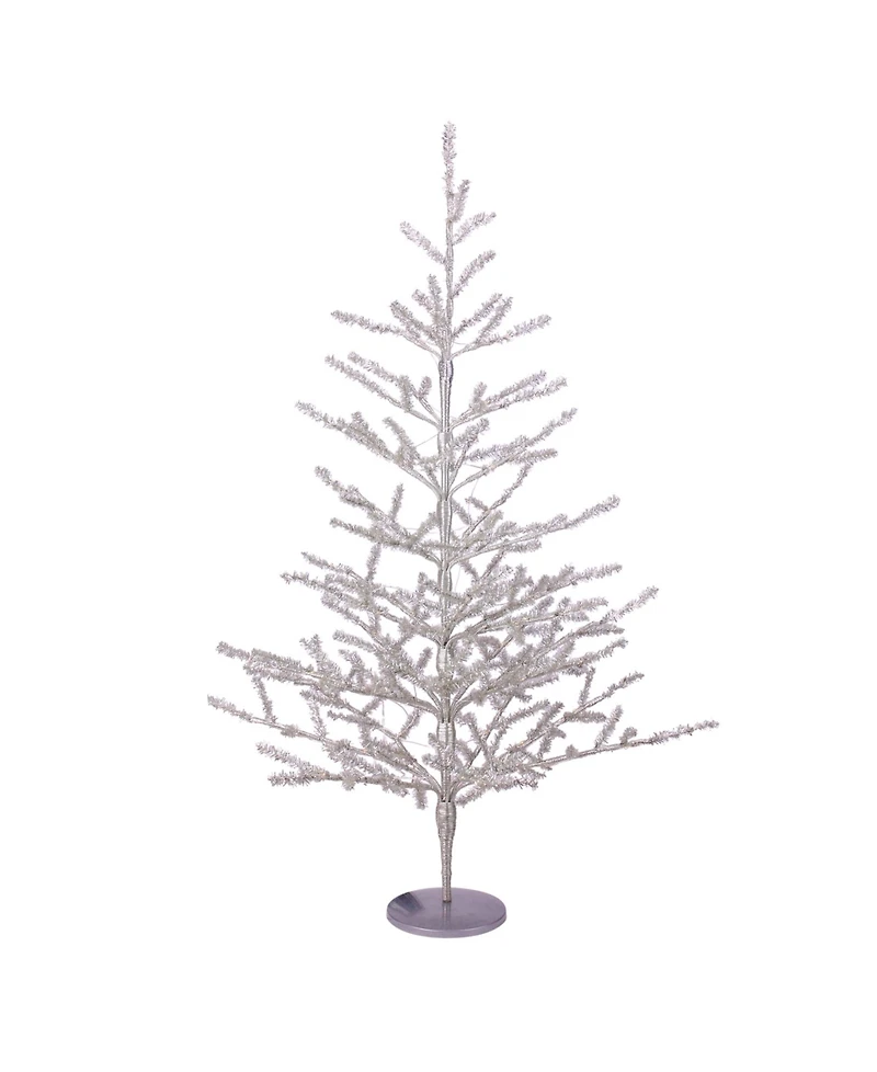 Northlight 3' Pre-Lit Silver Tinsel Twig Artificial Christmas Tree - Clear Led Lights
