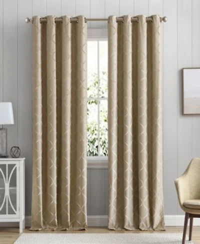 Lattice Flocked 100 Complete Blackout Thermal Insulated Window Curtain Grommet Set Of 2 Panels