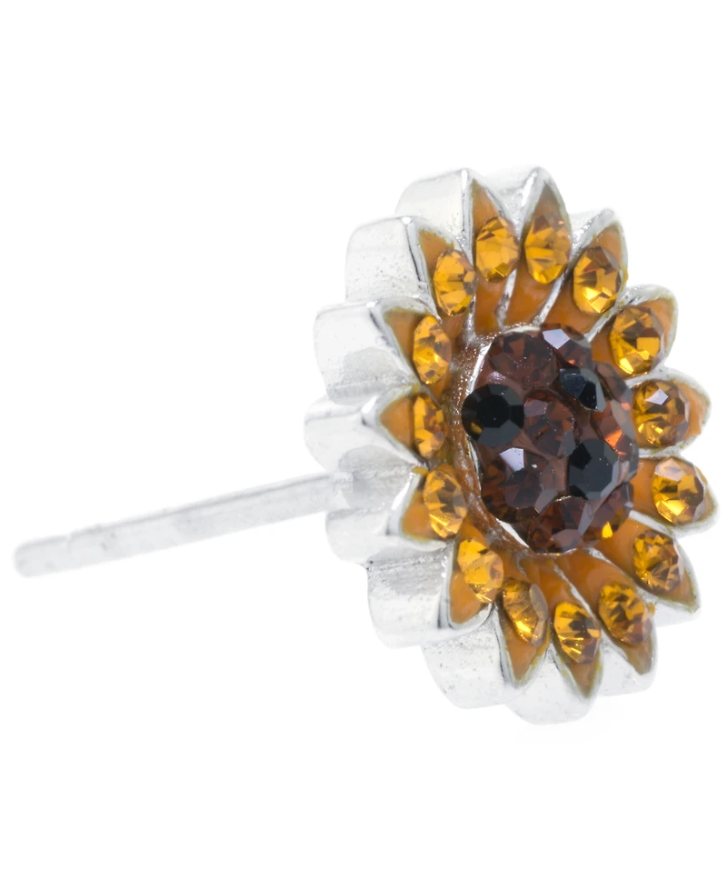 Sunflower Stud Earrings In Sterling Silver