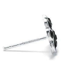 Jet Pave Paw Print Stud Earrings in Sterling Silver