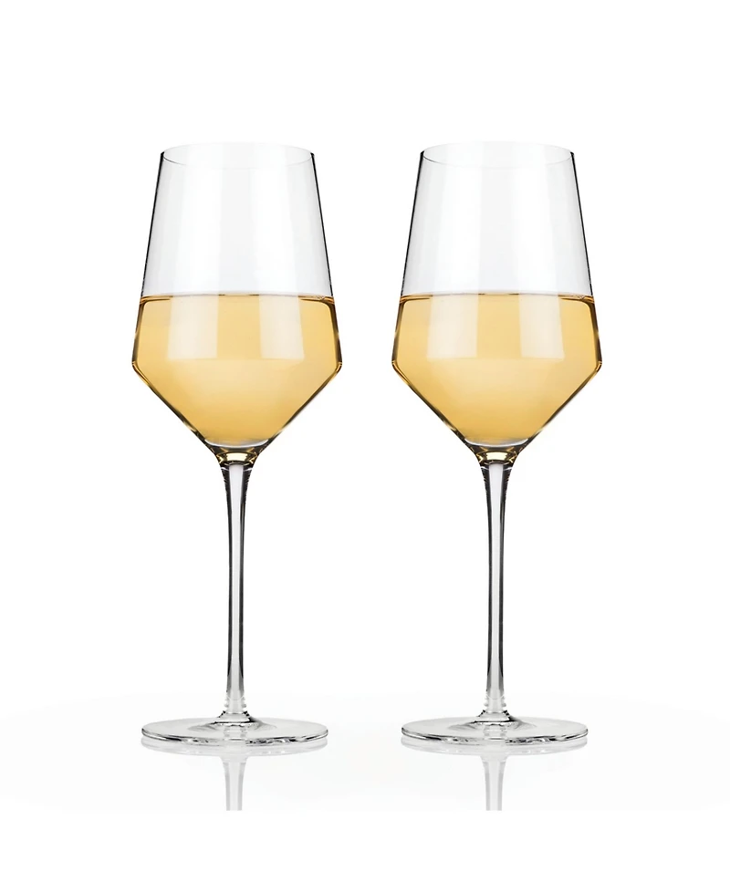 Viski Raye Angled Crystal Chardonnay Wine Glasses, Set of 2, 13 Oz