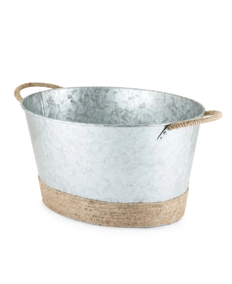 Twine Seaside Jute Rope Wrapped Galvanized Tub