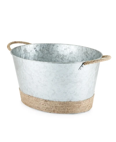 Twine Seaside Jute Rope Wrapped Galvanized Tub