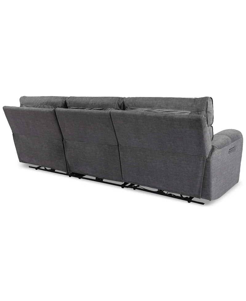Closeout! Hutchenson 3-Pc. Fabric Sectional with 3 Power Recliners and Headrests