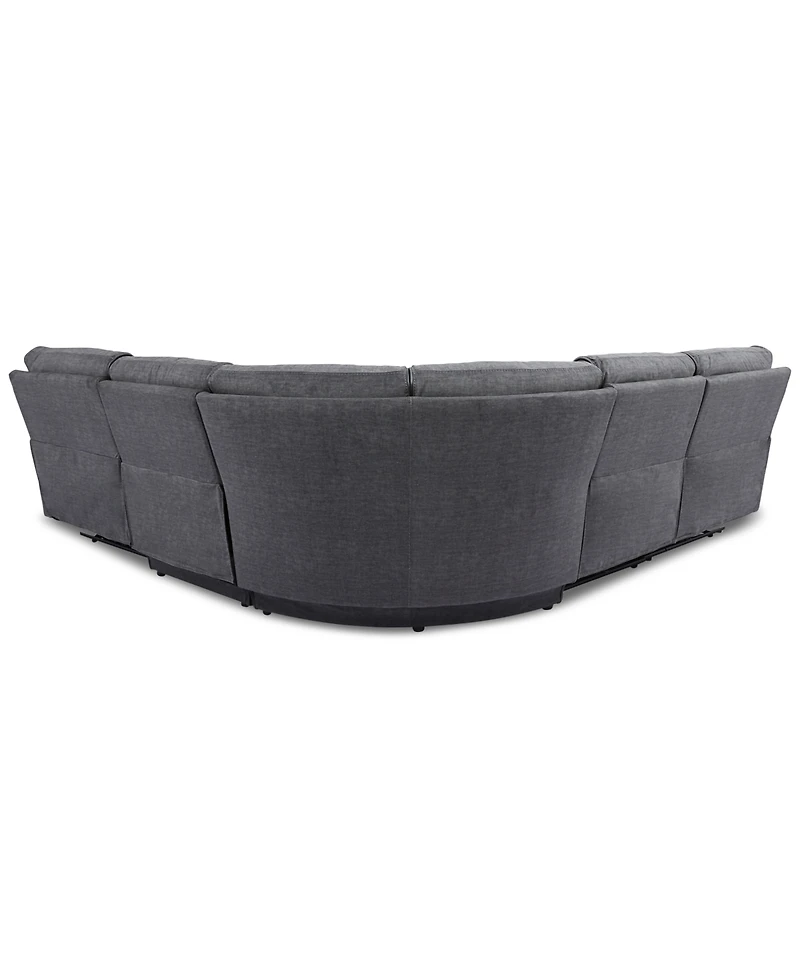Closeout! Hutchenson 5-Pc. Fabric Sectional with 2 Power Recliners and Power Headrests