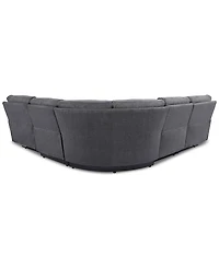 Closeout! Hutchenson 5-Pc. Fabric Sectional with 2 Power Recliners and Power Headrests