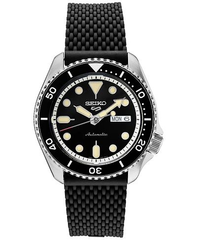 Seiko Men's Automatic Sport Black Silicone Mesh Strap Watch 42.5mm