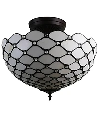 Amora Lighting Tiffany Style 2-Light Jeweled Pendant Lamp