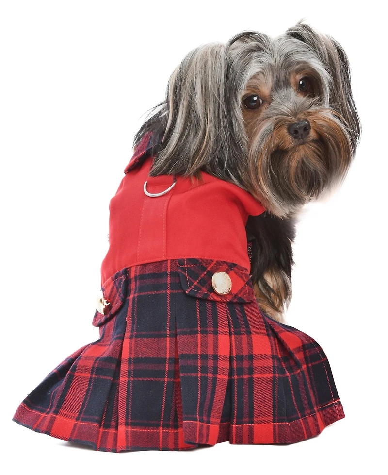 Parisian Pet Scottish Pleated Dress Red Plaid