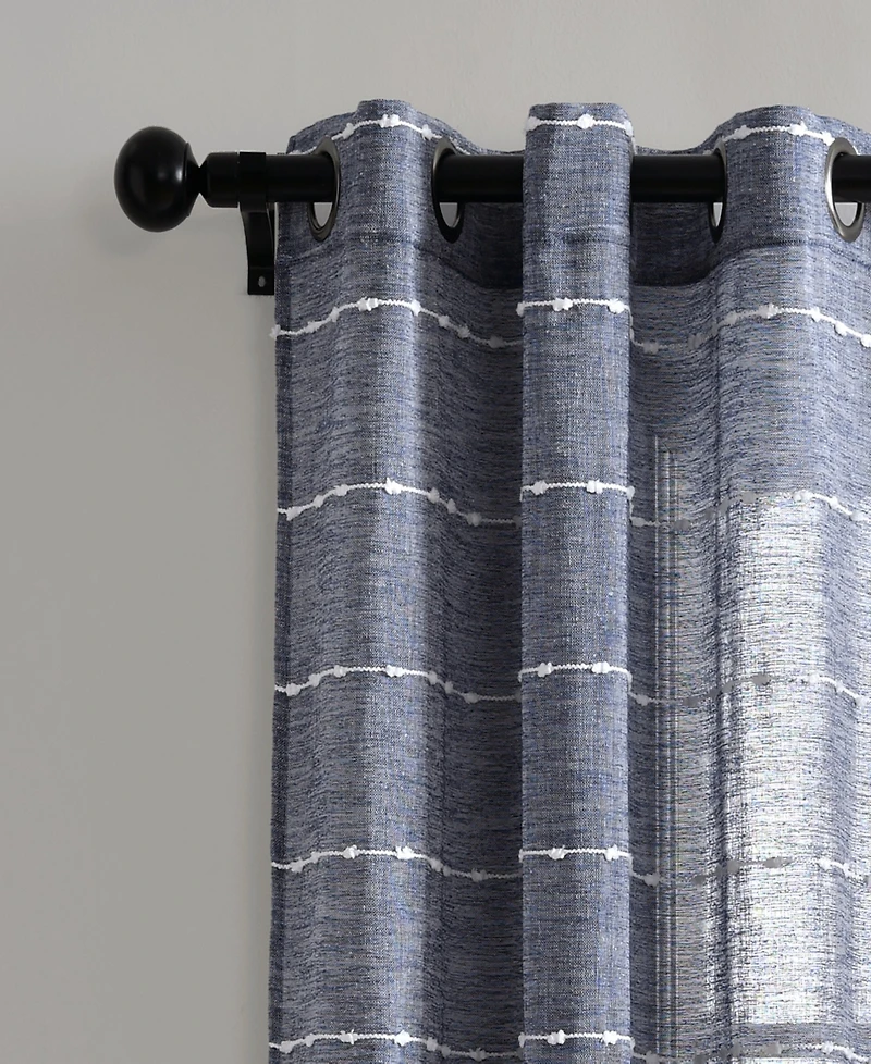 Lush Decor Farmhouse Textured Grommet Sheer Window Curtain Panels