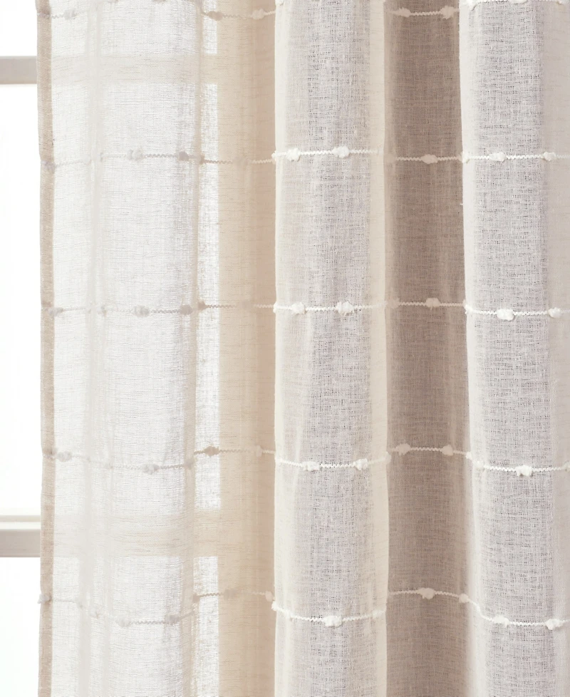 Lush Decor Farmhouse Textured Grommet Sheer Window Curtain Panels