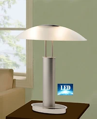 Artiva Usa 2 Tone Satin Nickel Led Touch Table Lamp with Oval Canoe and Frosted Glass Shade