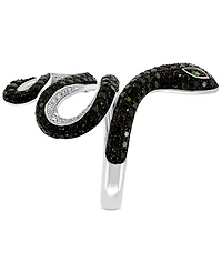 Effy Diamond (1-5/8 ct. t.w.) & Emerald Accent Snake Ring in 14k White Gold
