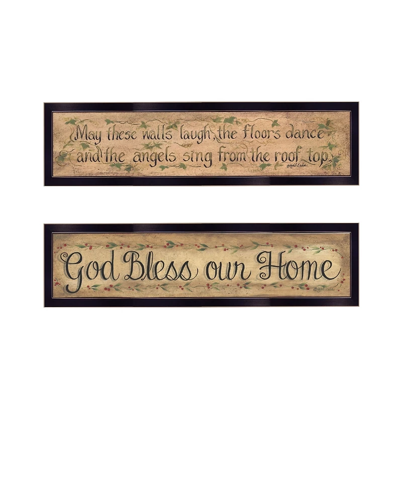 Trendy Decor 4U Blessed Home 2-Piece Vignette by Gail Eads, Black Frame, 20" x 6"