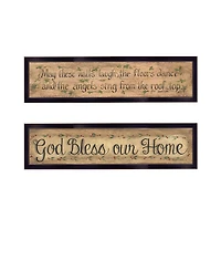 Trendy Decor 4U Blessed Home 2-Piece Vignette by Gail Eads, Black Frame, 20" x 6"
