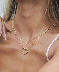 Ettika Crystal Heart Drop Layered Necklace, Set of 2