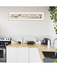 Trendy Decor 4U Kitchen Is The Heart of The Home by Millwork Engineering, Ready to hang Framed Print, White Frame, 32" x 7"