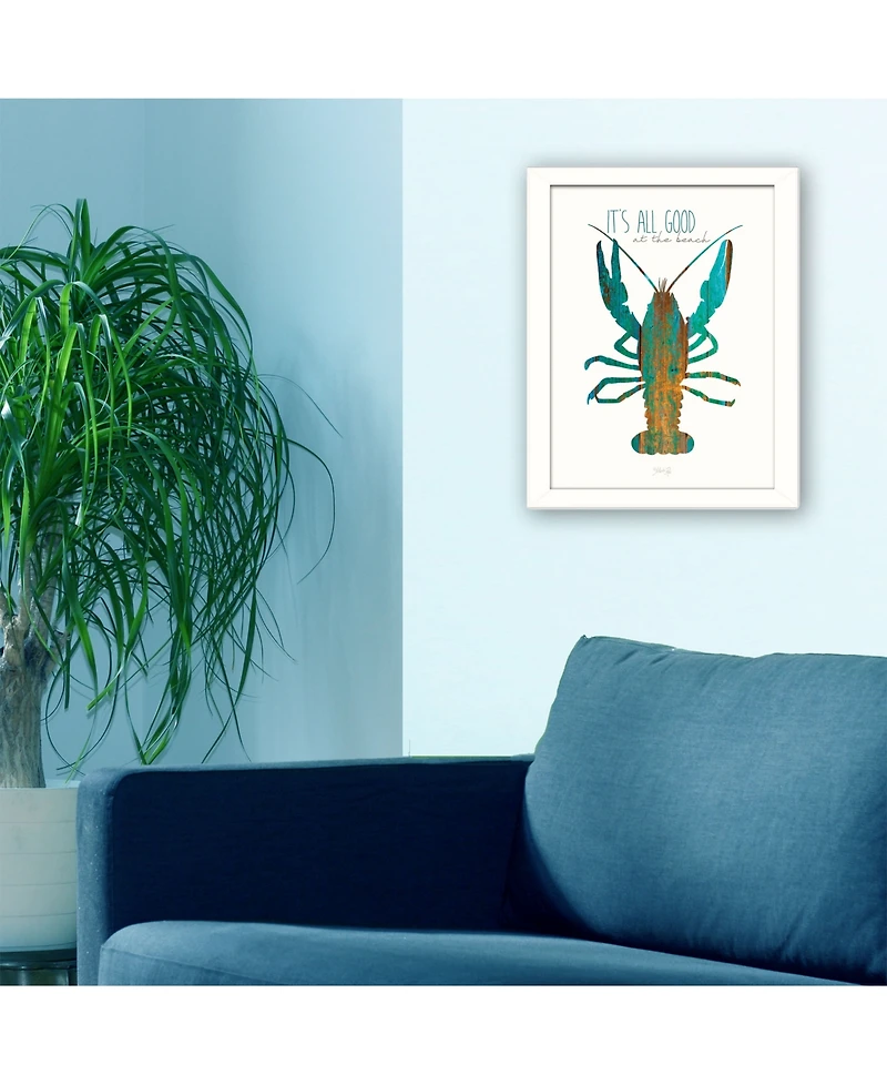 Trendy Decor 4U It's All Good at the Beach By Marla Rae, Printed Wall Art, Ready to hang, White Frame, 14" x 18"