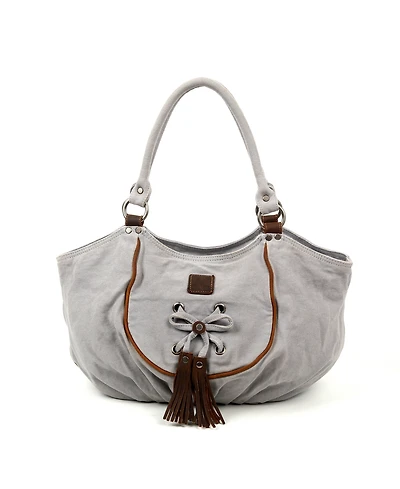 Tsd Brand Bold Lotus Canvas Hobo Bag