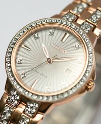 Citizen Women's Eco-Drive Crystal Accent Rose Gold-Tone Stainless Steel Bracelet Watch 28mm EW2348-56A
