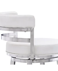 Madrid 26" Counter Height Swivel Gray Artificial leather and Brushed Stainless Steel Bar Stool