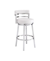 Madrid 26" Counter Height Swivel Gray Artificial leather and Brushed Stainless Steel Bar Stool