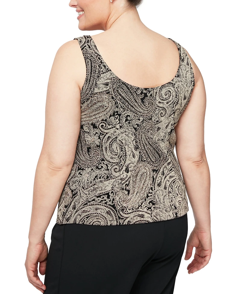 Alex Evenings Plus Glitter-Print Jacket & Top Set