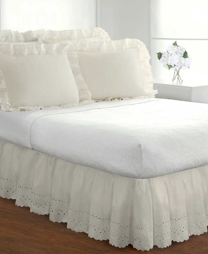 Fresh Ideas Ruffled Eyelet 18" Drop Bed Skirt, Queen