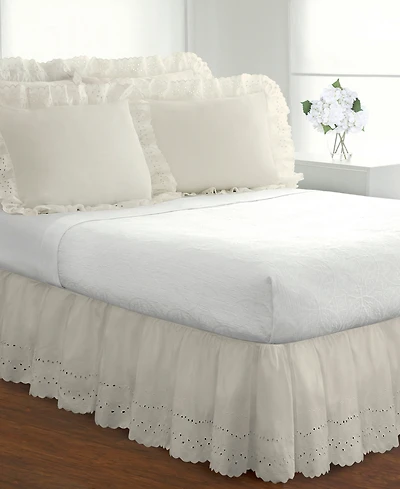 Fresh Ideas Ruffled Eyelet 18" Drop Bed Skirt, Queen