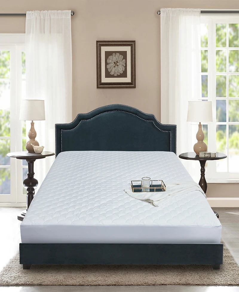 Blue Ridge Dual-Action 100% Cotton Damask Dot Mattress Pad, California King