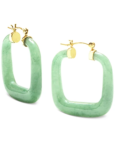 Dyed Jade (32mm) Square Medium Hoop Earrings in 14k Gold-Plated Sterling Silver, 1.25"