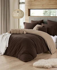 Ultra Soft Reversible Crinkle Duvet Cover Set, Full/Queen
