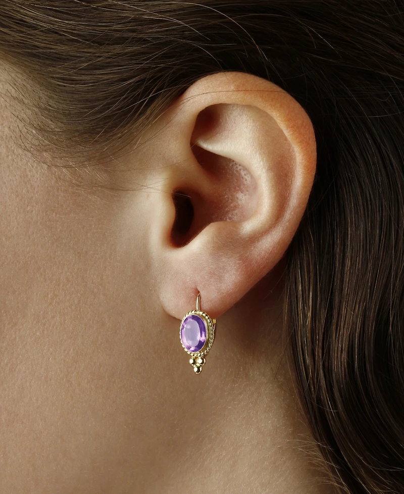 Gemstone Twist Gallery Drop Earring 14k Yellow Gold Available Citrine
