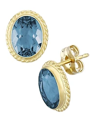 Gemstone Twist Gallery Stud Earring Set 14k Gold