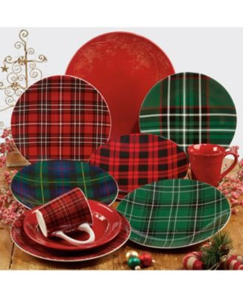 Certified International Christmas Plaid Dinnerware Collection