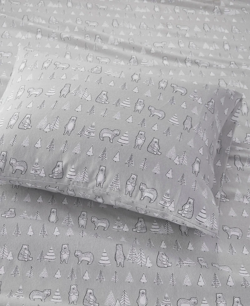 Madison Park Novelty Printed Cotton Flannel 3-Pc. Sheet Set